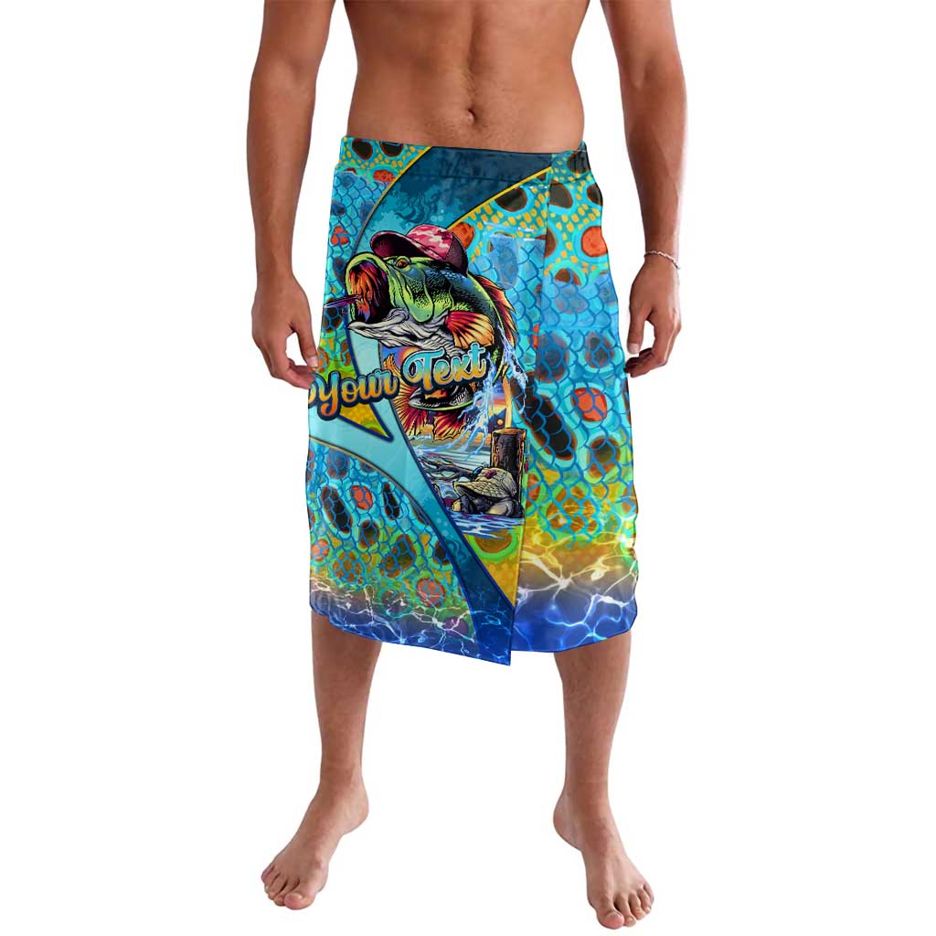 Personalized Kiss My Bass Fishing Lavalava Fish Me Luck - Wonder Print Shop