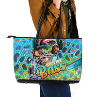 Kiss My Bass Fishing Leather Tote Bag Fish Me Luck - Wonder Print Shop