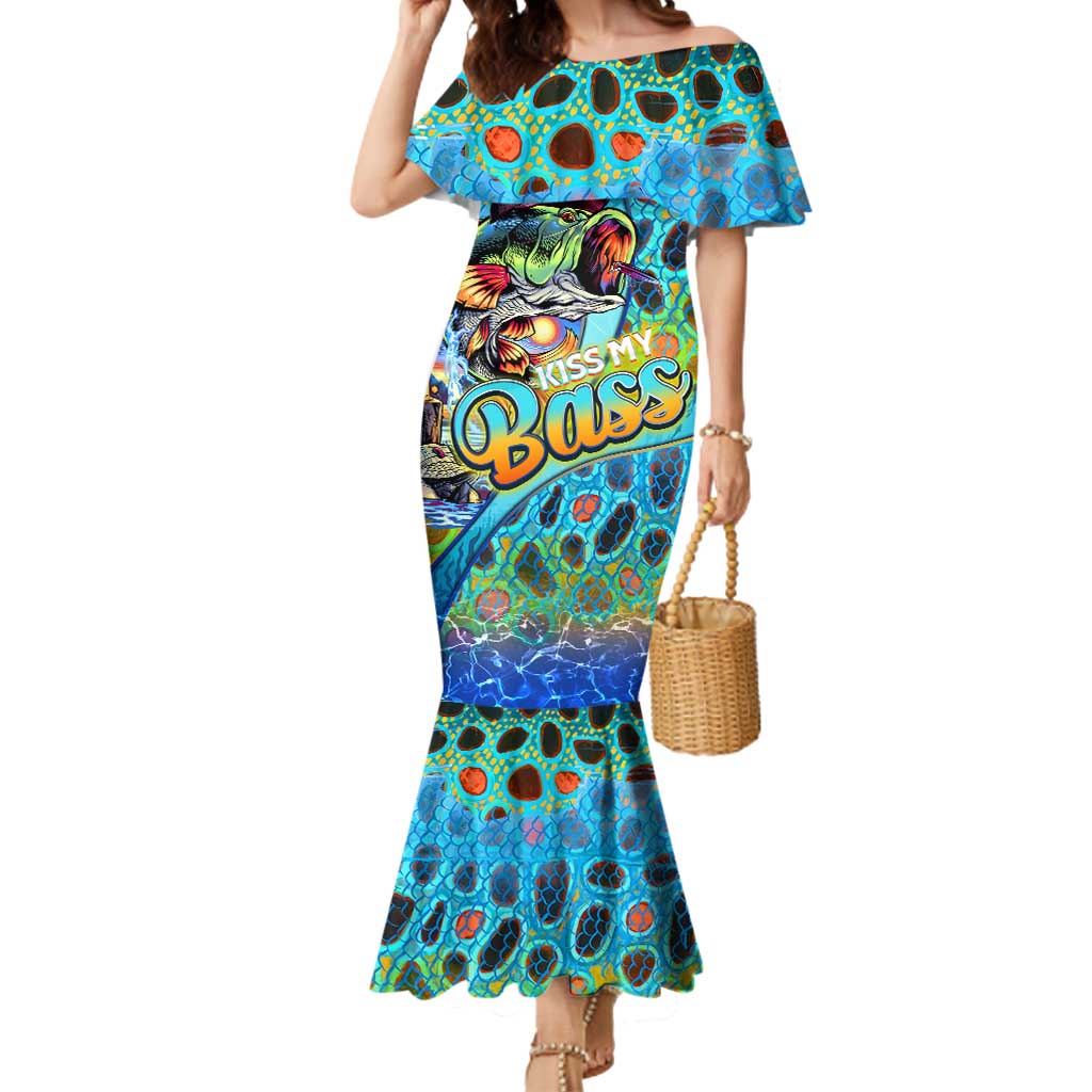 Personalized Kiss My Bass Fishing Mermaid Dress Fish Me Luck - Wonder Print Shop