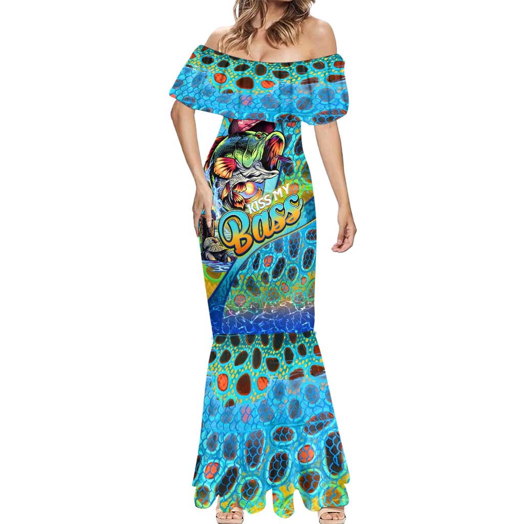 Personalized Kiss My Bass Fishing Mermaid Dress Fish Me Luck - Wonder Print Shop