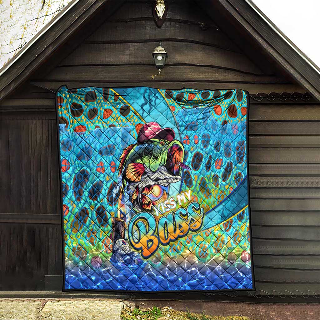 Kiss My Bass Fishing Quilt Fish Me Luck - Wonder Print Shop