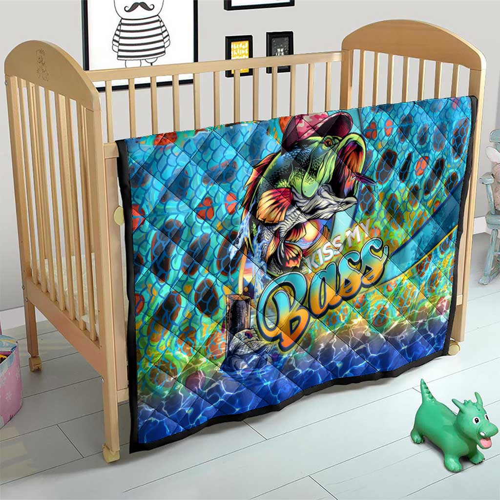 Kiss My Bass Fishing Quilt Fish Me Luck - Wonder Print Shop
