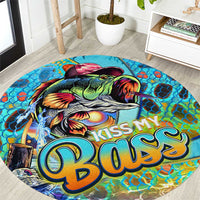 Kiss My Bass Fishing Round Carpet Fish Me Luck