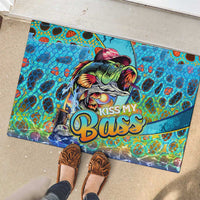 Kiss My Bass Fishing Rubber Doormat Fish Me Luck - Wonder Print Shop
