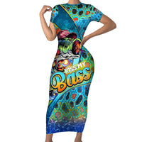 Personalized Kiss My Bass Fishing Short Sleeve Bodycon Dress Fish Me Luck - Wonder Print Shop