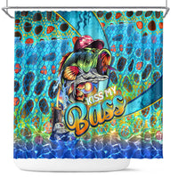 Kiss My Bass Fishing Shower Curtain Fish Me Luck