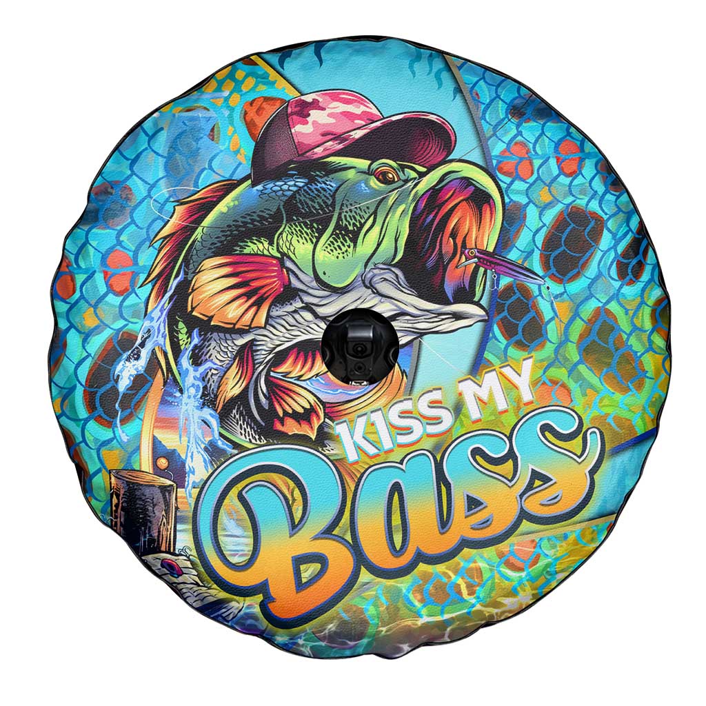 Kiss My Bass Fishing Spare Tire Cover Fish Me Luck - Wonder Print Shop