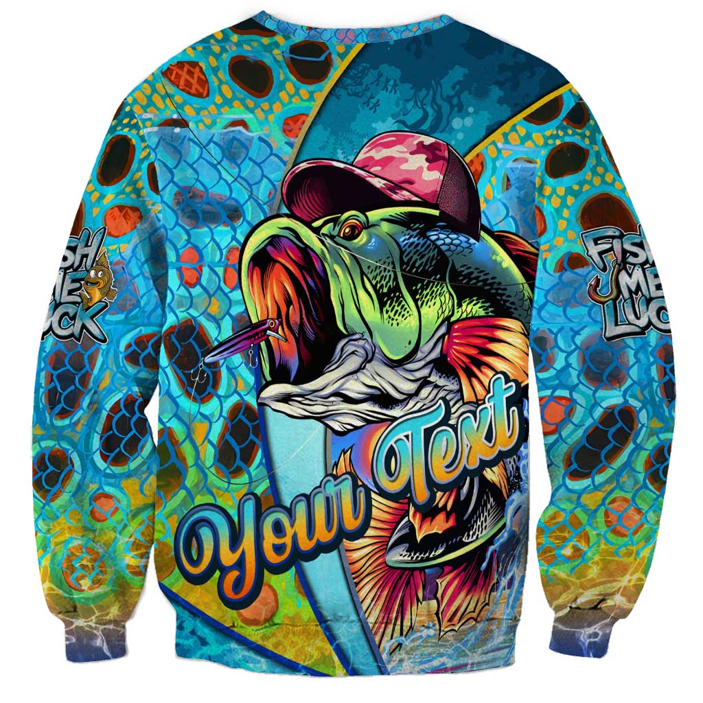 Personalized Kiss My Bass Fishing Sweatshirt Fish Me Luck - Wonder Print Shop