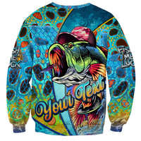 Personalized Kiss My Bass Fishing Sweatshirt Fish Me Luck - Wonder Print Shop