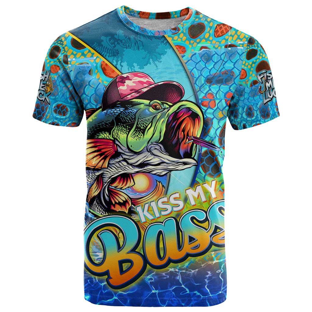 Personalized Kiss My Bass Fishing T Shirt Fish Me Luck - Wonder Print Shop
