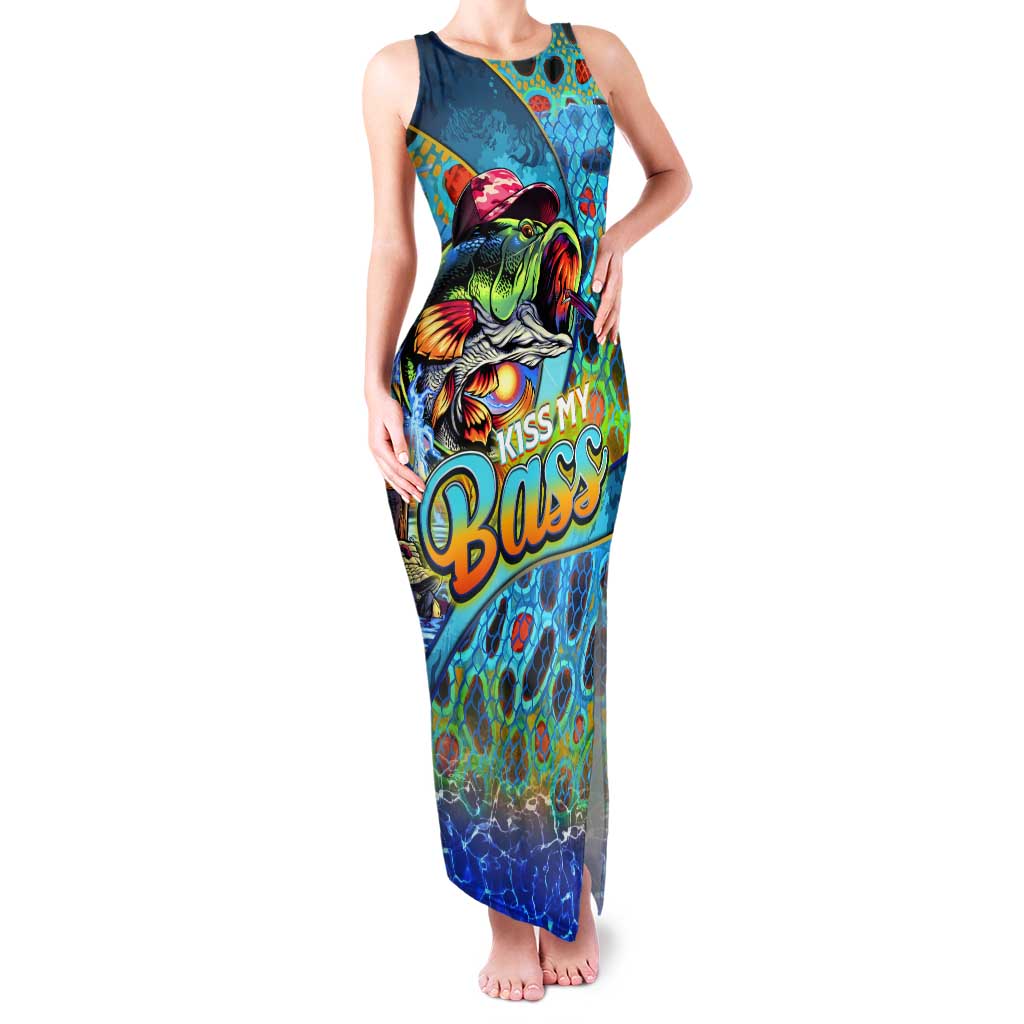 Personalized Kiss My Bass Fishing Tank Maxi Dress Fish Me Luck - Wonder Print Shop