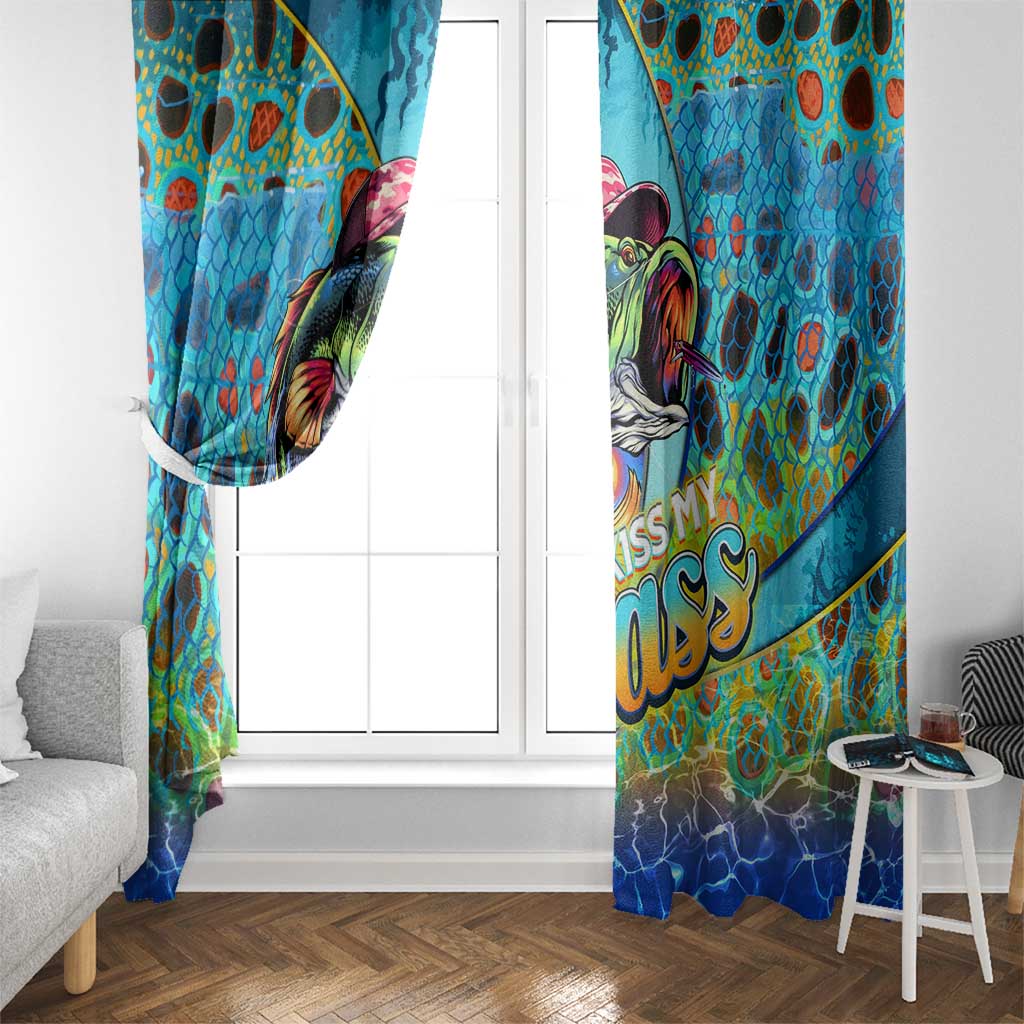 Kiss My Bass Fishing Window Curtain Fish Me Luck - Wonder Print Shop