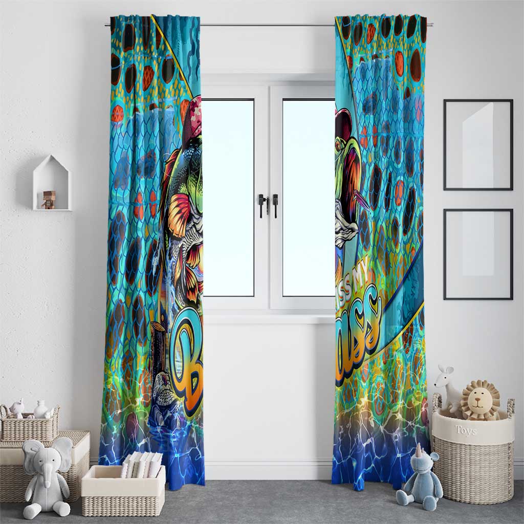 Kiss My Bass Fishing Window Curtain Fish Me Luck - Wonder Print Shop