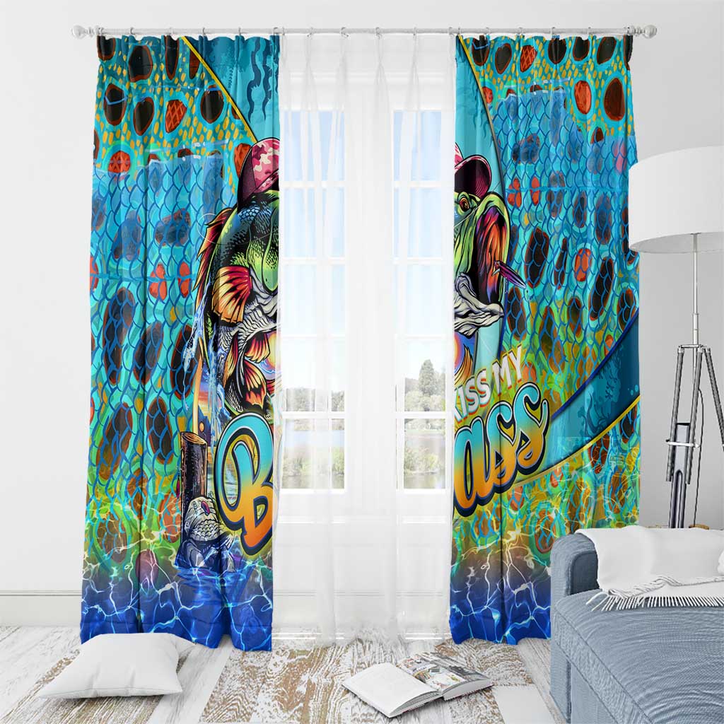 Kiss My Bass Fishing Window Curtain Fish Me Luck - Wonder Print Shop