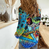 Personalized Kiss My Bass Fishing Women Casual Shirt Fish Me Luck - Wonder Print Shop