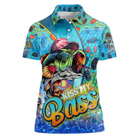 Personalized Kiss My Bass Fishing Women Polo Shirt Fish Me Luck - Wonder Print Shop