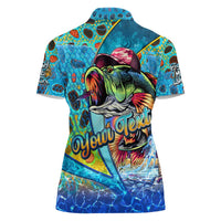 Personalized Kiss My Bass Fishing Women Polo Shirt Fish Me Luck - Wonder Print Shop