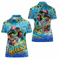 Personalized Kiss My Bass Fishing Women Polo Shirt Fish Me Luck - Wonder Print Shop