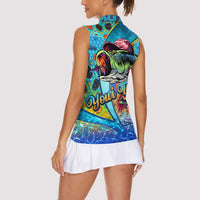 Personalized Kiss My Bass Fishing Women Sleeveless Polo Shirt Fish Me Luck - Wonder Print Shop