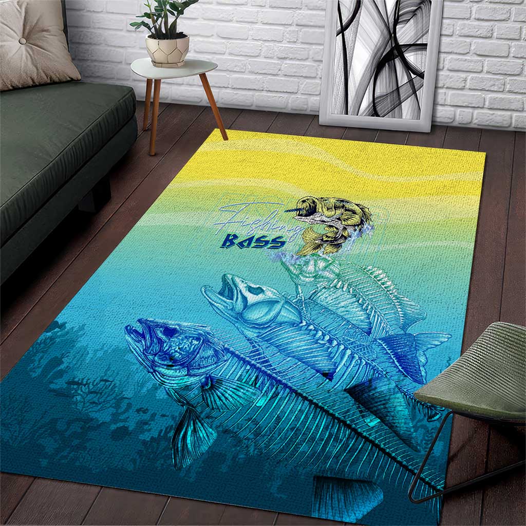 Fishing Bone Summer Bass Area Rug Fishbone Ocean - Wonder Print Shop