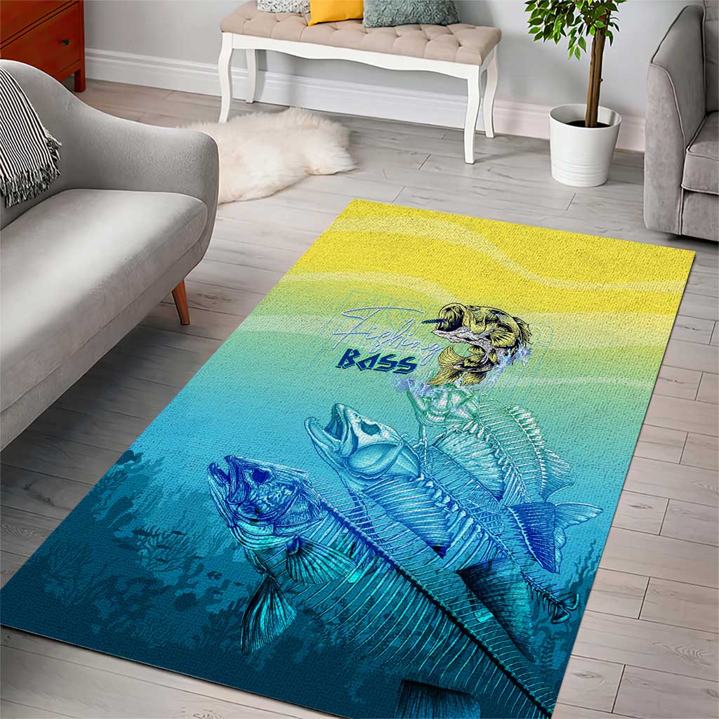 Fishing Bone Summer Bass Area Rug Fishbone Ocean - Wonder Print Shop