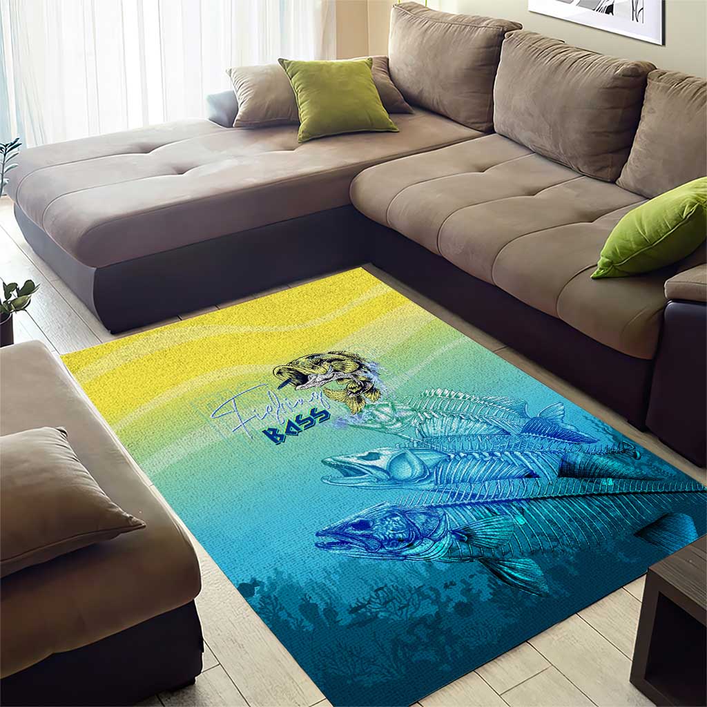 Fishing Bone Summer Bass Area Rug Fishbone Ocean - Wonder Print Shop