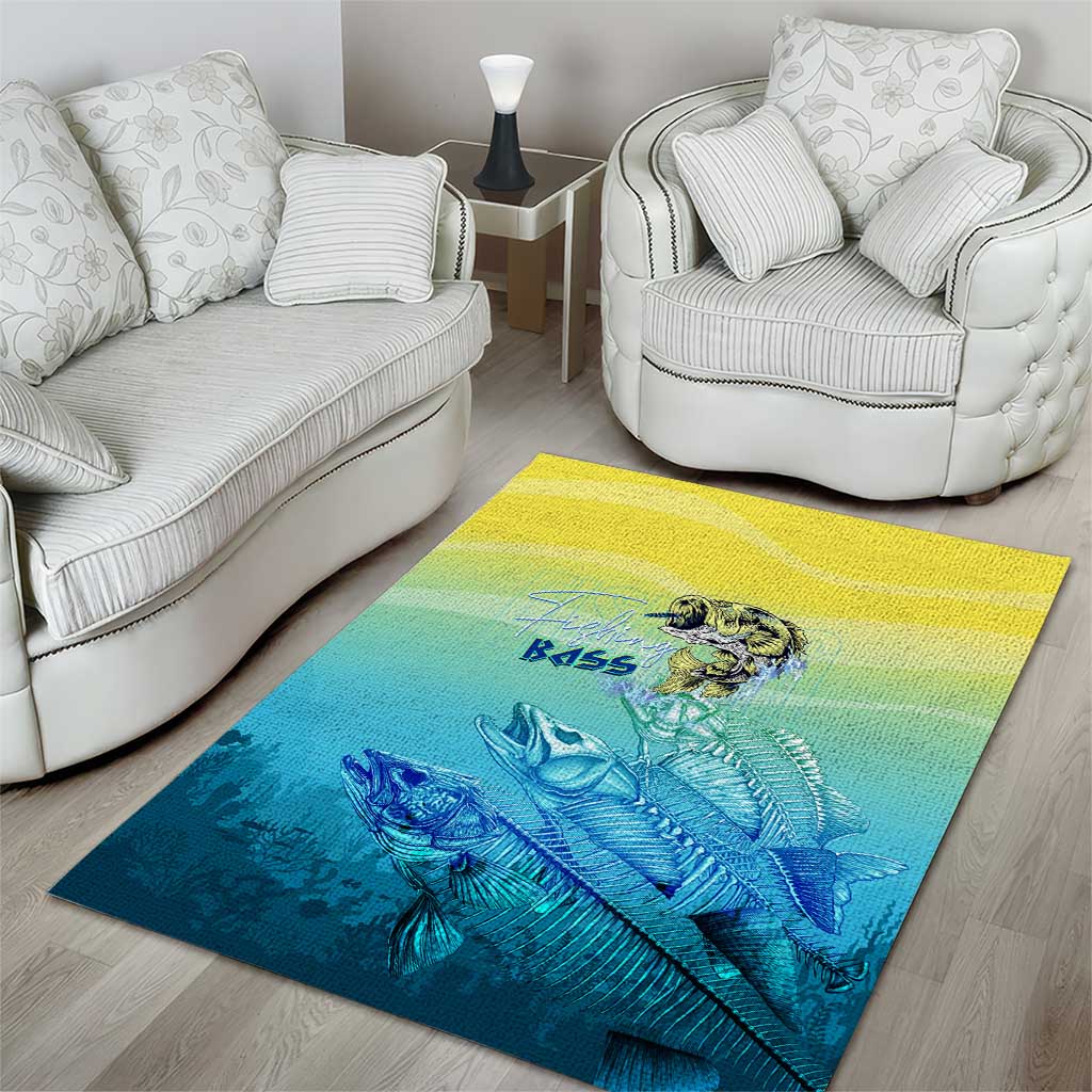 Fishing Bone Summer Bass Area Rug Fishbone Ocean - Wonder Print Shop