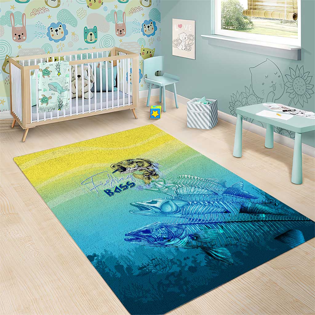 Fishing Bone Summer Bass Area Rug Fishbone Ocean - Wonder Print Shop