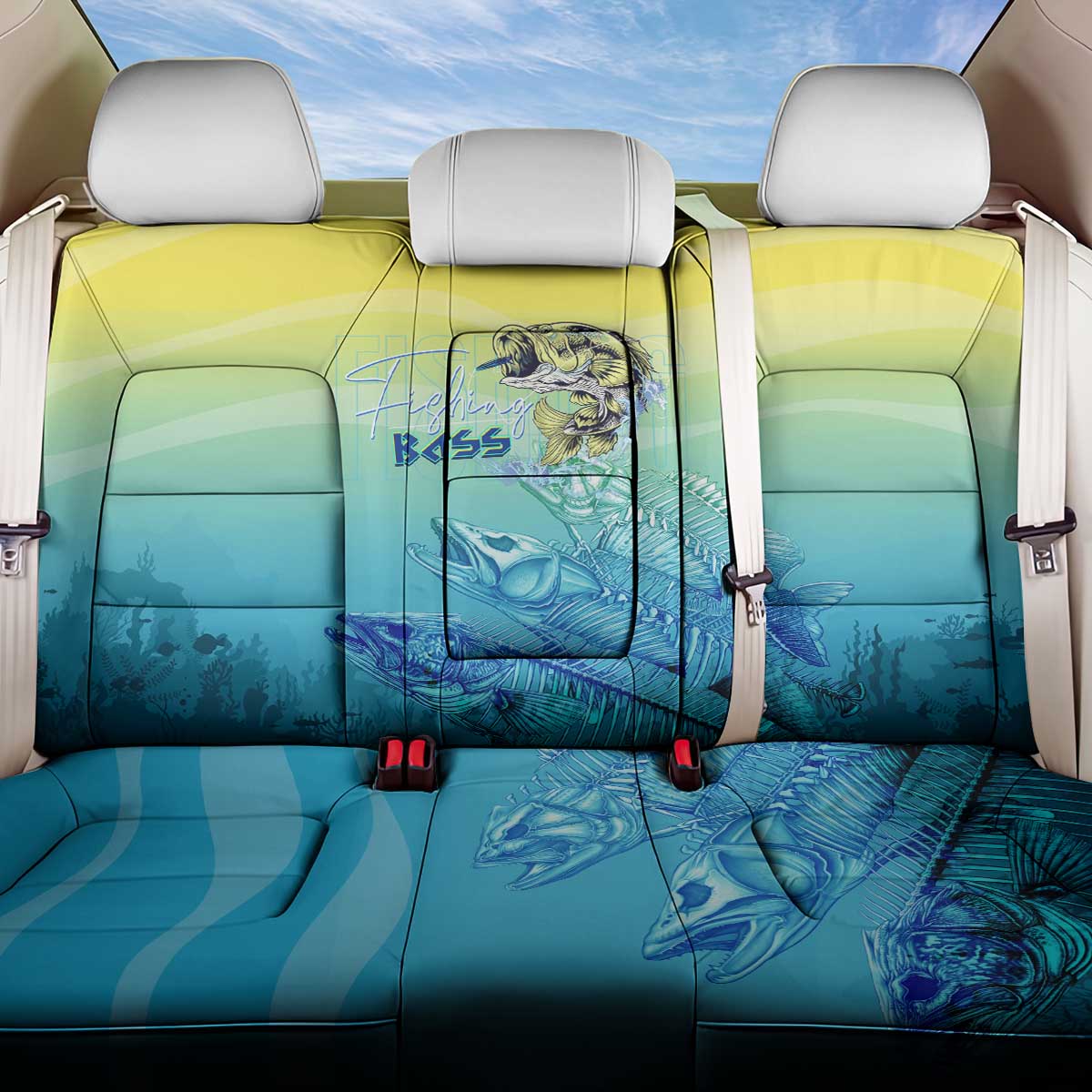 Fishing Bone Summer Bass Back Car Seat Cover Fishbone Ocean - Wonder Print Shop