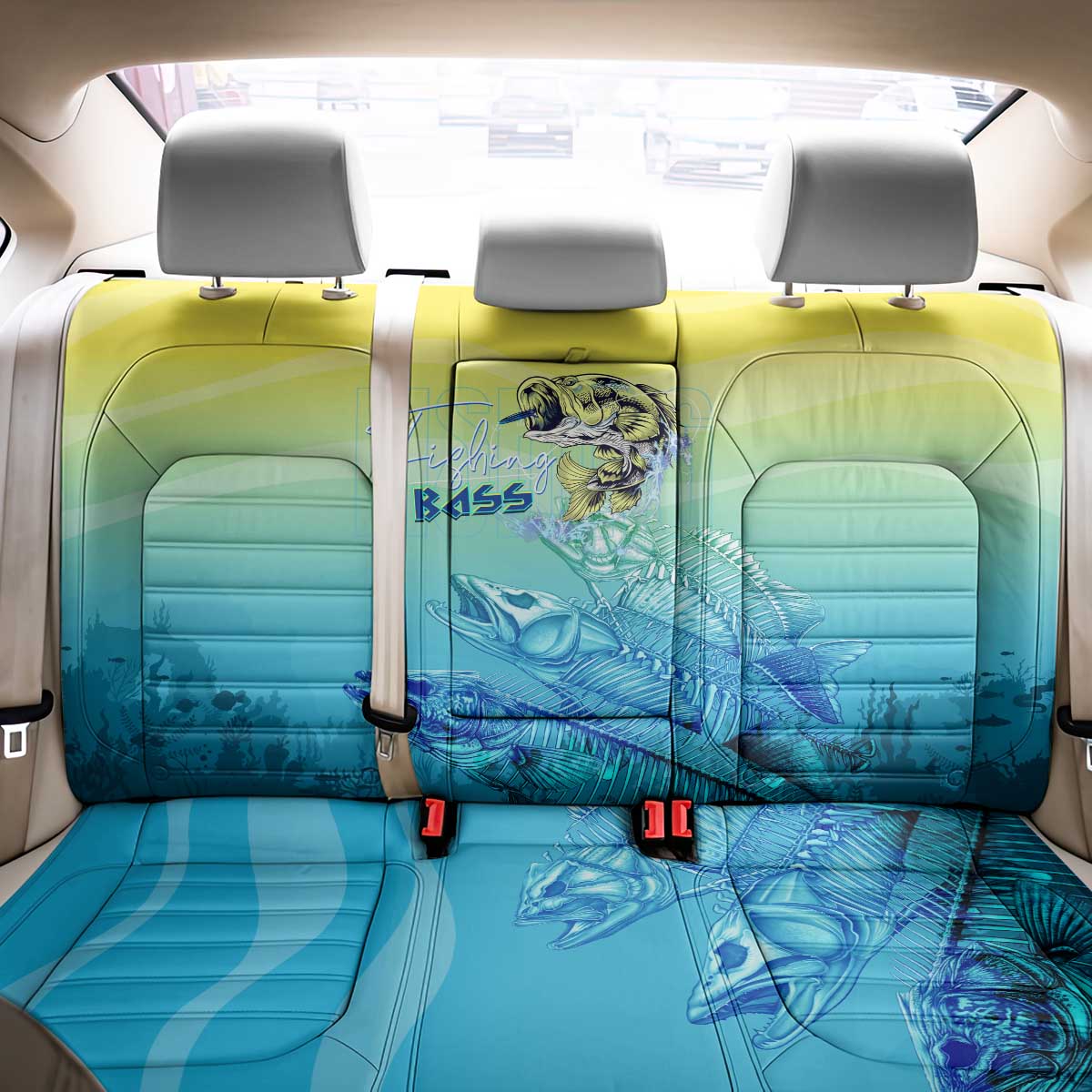 Fishing Bone Summer Bass Back Car Seat Cover Fishbone Ocean - Wonder Print Shop
