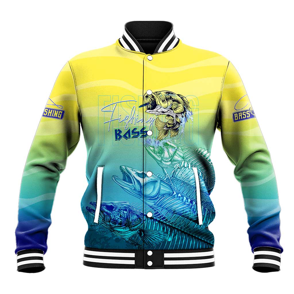 Personalized Fishing Bone Summer Bass Baseball Jacket Fishbone Ocean - Wonder Print Shop