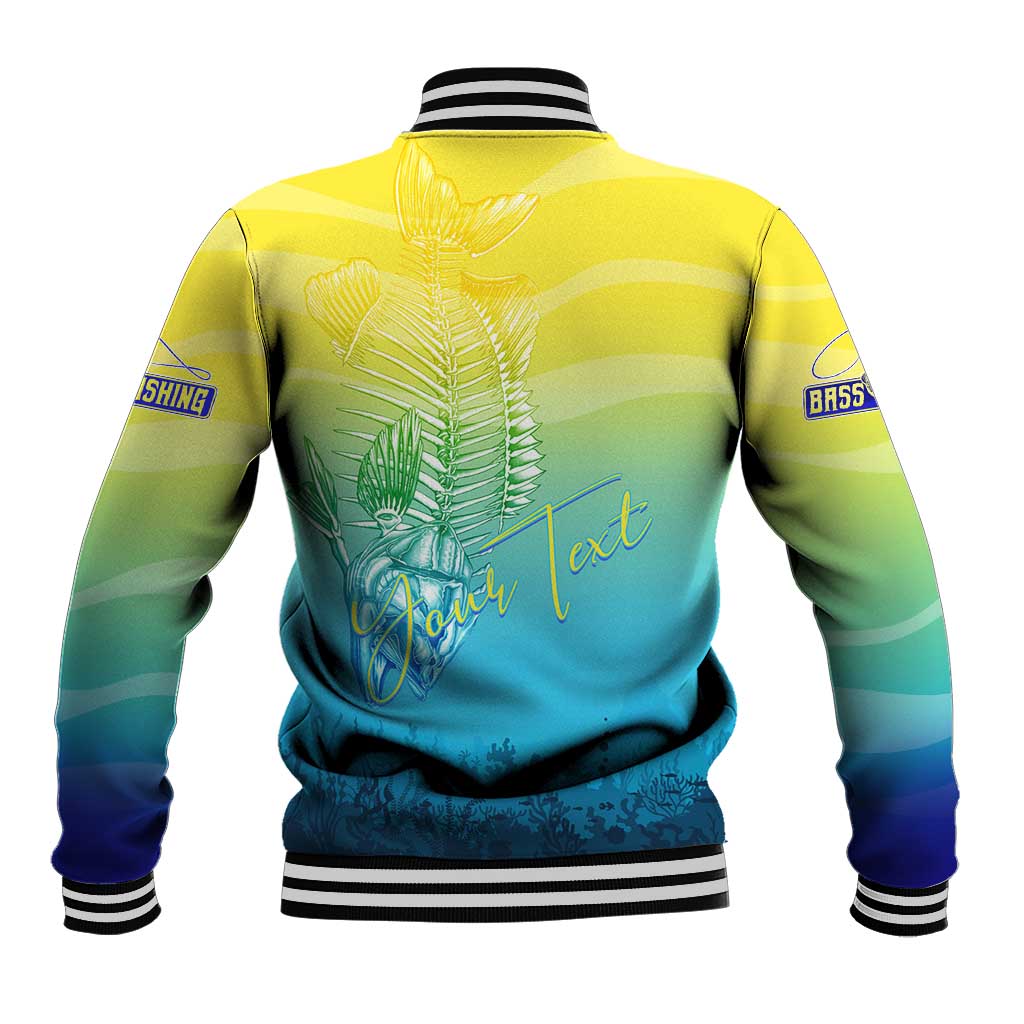 Personalized Fishing Bone Summer Bass Baseball Jacket Fishbone Ocean - Wonder Print Shop