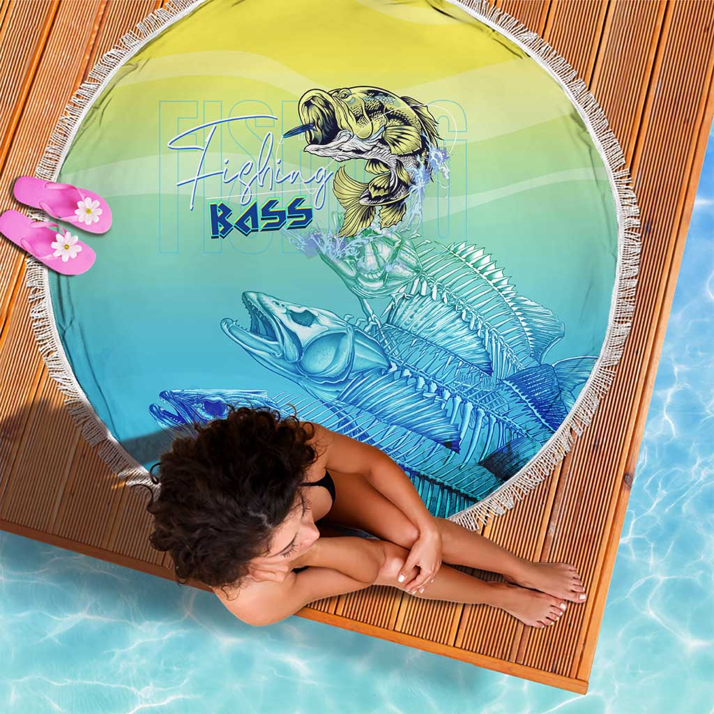 Fishing Bone Summer Bass Beach Blanket Fishbone Ocean - Wonder Print Shop