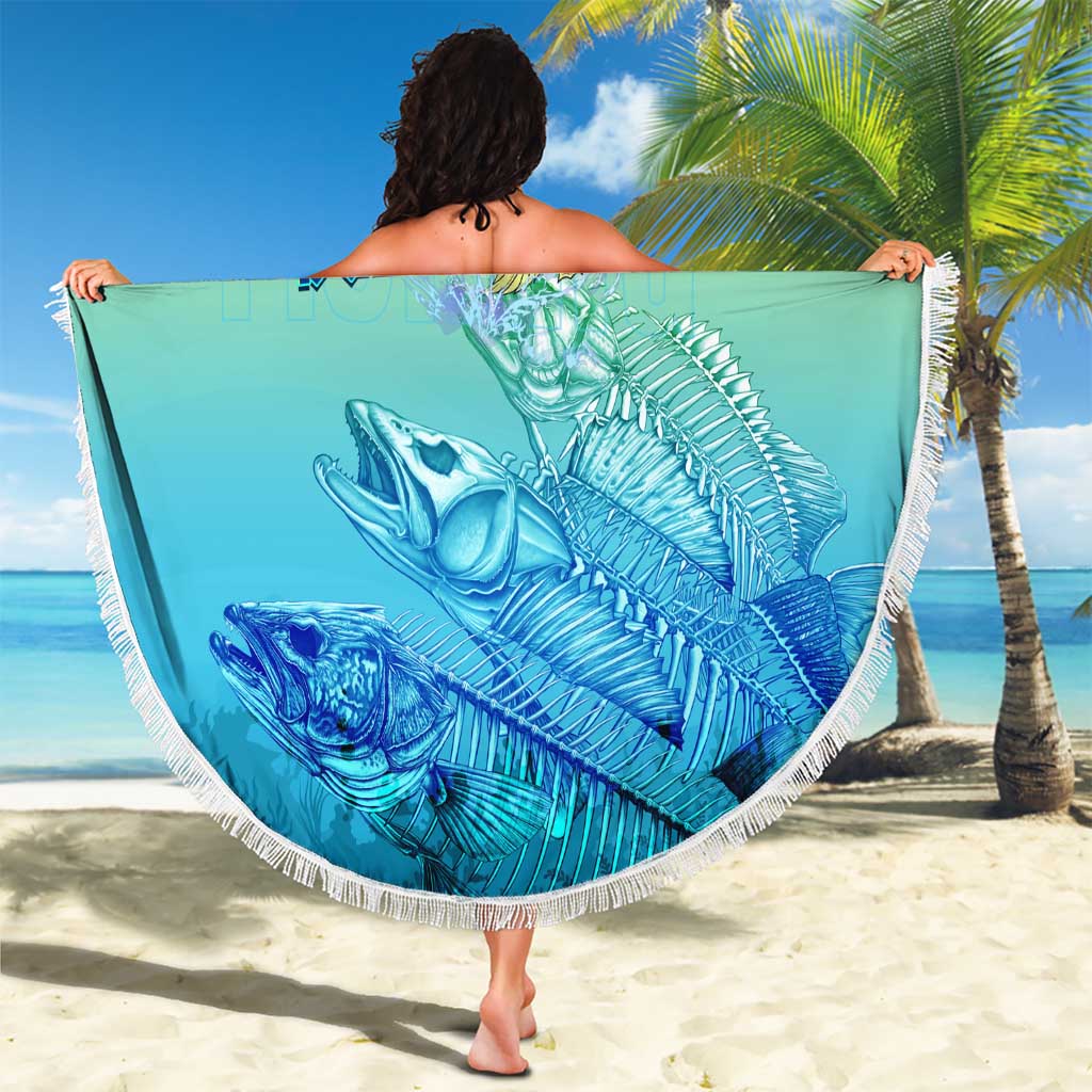 Fishing Bone Summer Bass Beach Blanket Fishbone Ocean - Wonder Print Shop