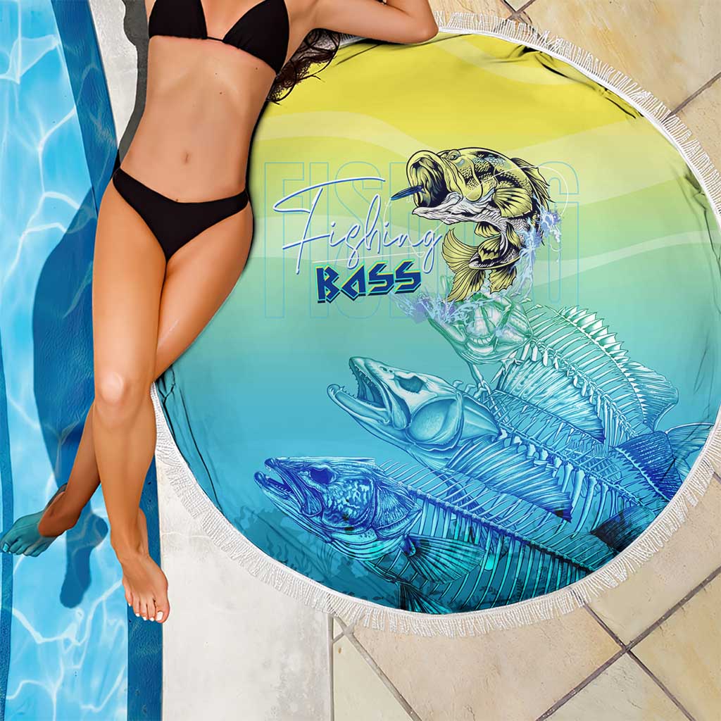 Fishing Bone Summer Bass Beach Blanket Fishbone Ocean - Wonder Print Shop