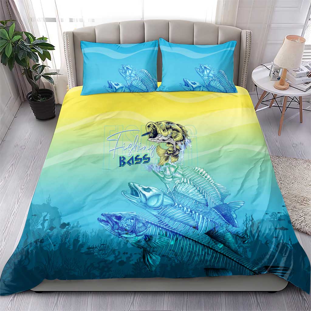 Fishing Bone Summer Bass Bedding Set Fishbone Ocean - Wonder Print Shop