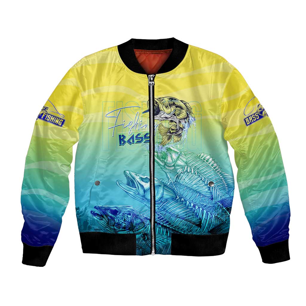 Personalized Fishing Bone Summer Bass Bomber Jacket Fishbone Ocean - Wonder Print Shop