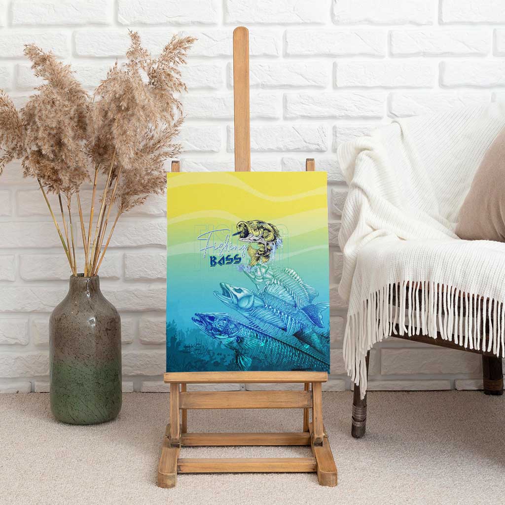 Fishing Bone Summer Bass Canvas Wall Art Fishbone Ocean - Wonder Print Shop