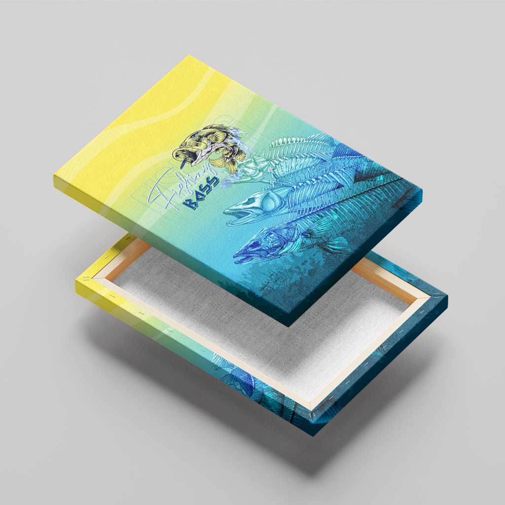 Fishing Bone Summer Bass Canvas Wall Art Fishbone Ocean - Wonder Print Shop