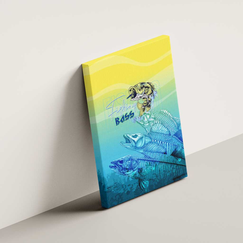 Fishing Bone Summer Bass Canvas Wall Art Fishbone Ocean - Wonder Print Shop