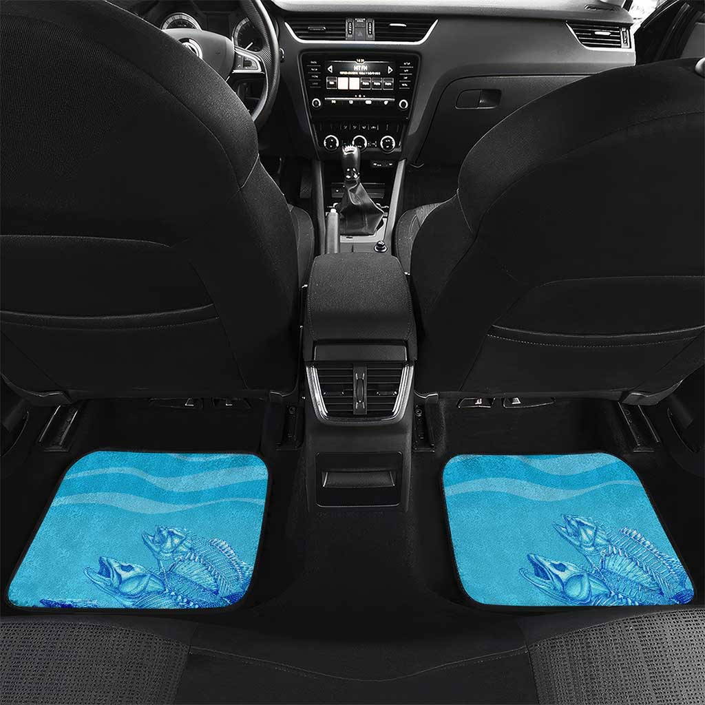Fishing Bone Summer Bass Car Mats Fishbone Ocean - Wonder Print Shop