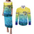 Personalized Fishing Bone Summer Bass Couples Matching Puletasi and Long Sleeve Button Shirt Fishbone Ocean - Wonder Print Shop
