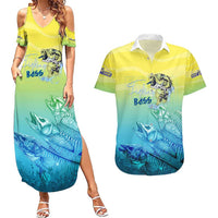 Personalized Fishing Bone Summer Bass Couples Matching Summer Maxi Dress and Hawaiian Shirt Fishbone Ocean - Wonder Print Shop