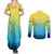 Personalized Fishing Bone Summer Bass Couples Matching Summer Maxi Dress and Long Sleeve Button Shirt Fishbone Ocean - Wonder Print Shop
