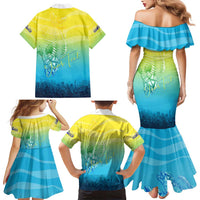 Personalized Fishing Bone Summer Bass Family Matching Mermaid Dress and Hawaiian Shirt Fishbone Ocean - Wonder Print Shop