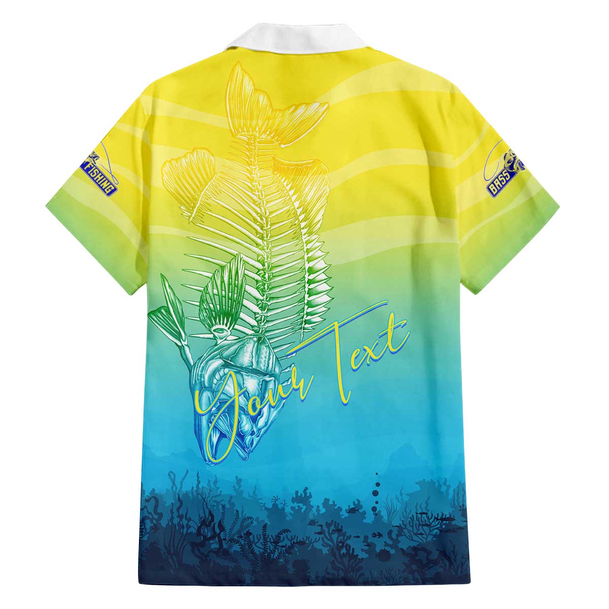 Personalized Fishing Bone Summer Bass Family Matching Off The Shoulder Long Sleeve Dress and Hawaiian Shirt Fishbone Ocean - Wonder Print Shop