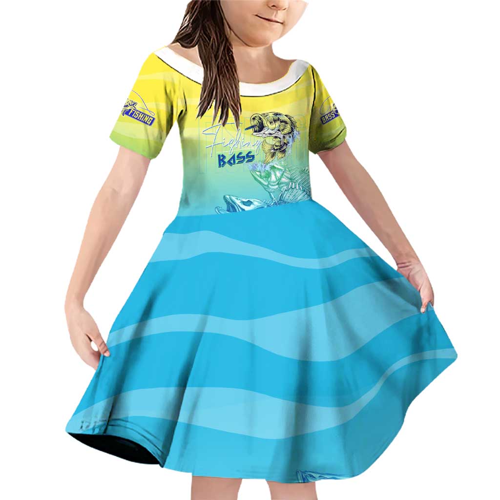 Personalized Fishing Bone Summer Bass Family Matching Off Shoulder Short Dress and Hawaiian Shirt Fishbone Ocean - Wonder Print Shop