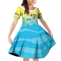 Personalized Fishing Bone Summer Bass Family Matching Off Shoulder Short Dress and Hawaiian Shirt Fishbone Ocean - Wonder Print Shop