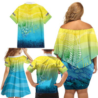 Personalized Fishing Bone Summer Bass Family Matching Off Shoulder Short Dress and Hawaiian Shirt Fishbone Ocean - Wonder Print Shop
