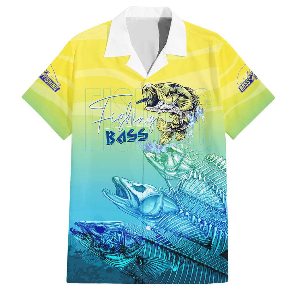Personalized Fishing Bone Summer Bass Family Matching Off Shoulder Short Dress and Hawaiian Shirt Fishbone Ocean - Wonder Print Shop
